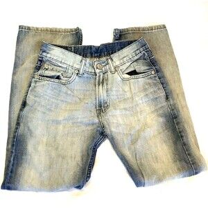 Levi's 514 Jeans Slim Straight Acid Wash Light Blue 27 Youth Womens Distressed
